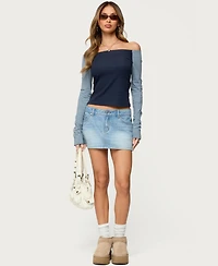 Edikted Women's Rion Contrast Striped Off Shoulder Top