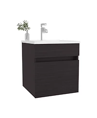 Belle Bathroom Floating Vanity with Sink, 1 Door, Wengue