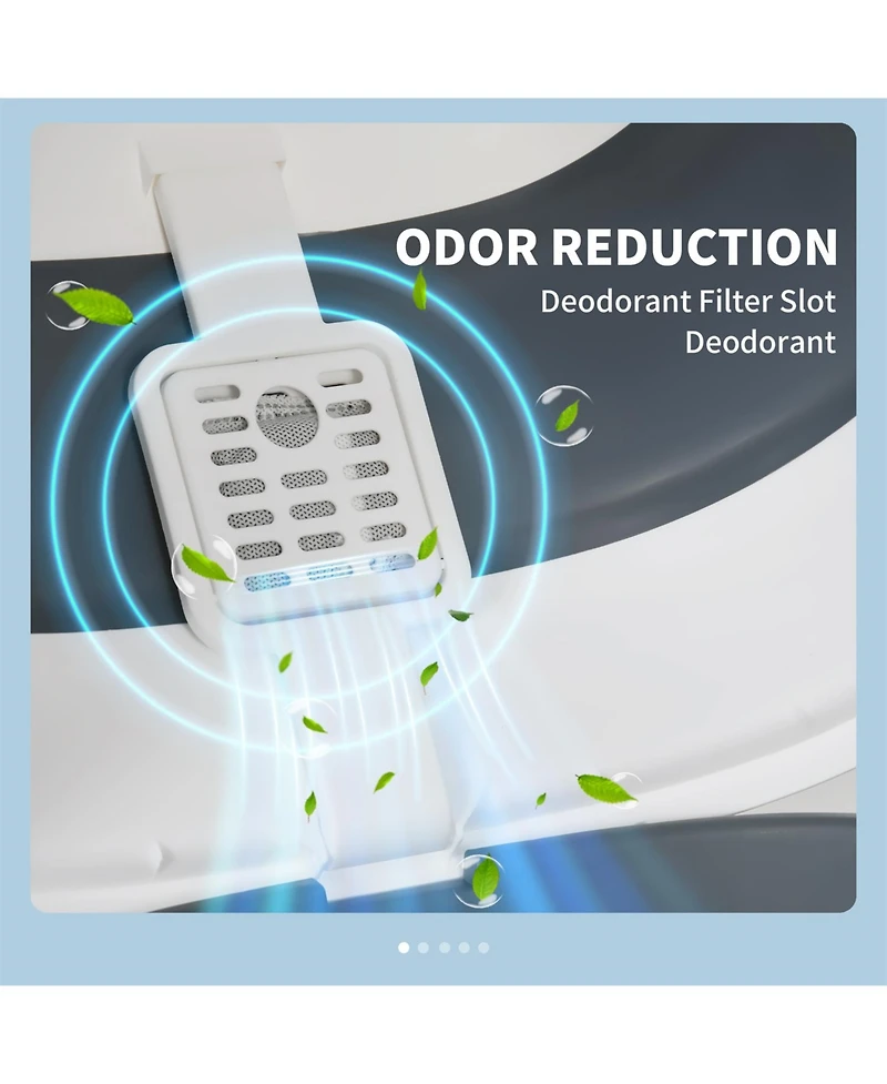 Aostirmotor Foldable Cat Litter Box with Lid & High Sides – Large Two-Way Entry, Easy Clean, White & Gray