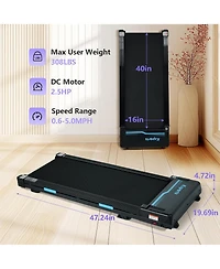 Ksports Under Desk Walking Pad Treadmill with Manual Incline and Wheels, 2.5 Hp