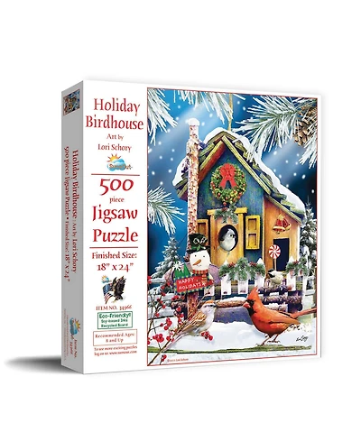 SunsOut Holiday Birdhouse 500 piece Jigsaw Puzzle for Adults Christmas