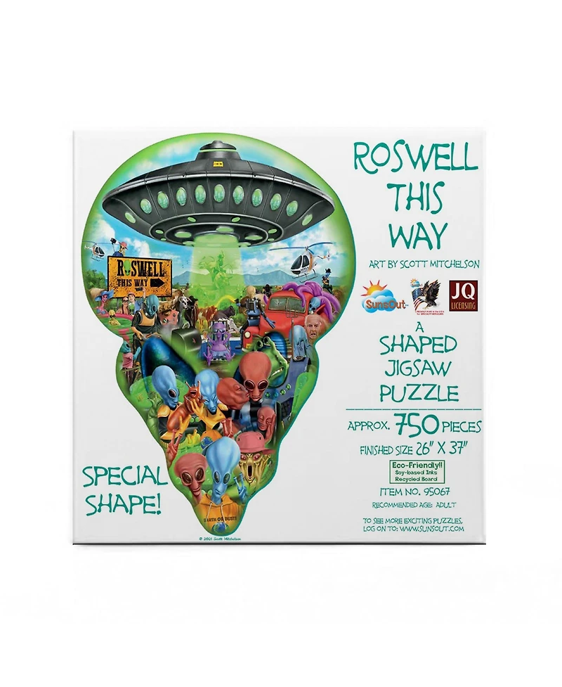 SunsOut Roswell This Way 750 piece Jigsaw Puzzle for Adults Special Shape