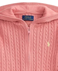 Polo Ralph Lauren Girls' 2T-6X Mini-Cable Full-Zip Hooded Sweater