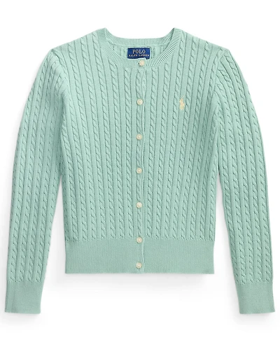 Polo Ralph Lauren Girls' 7-16 Mini-Cable Button Front Cardigan