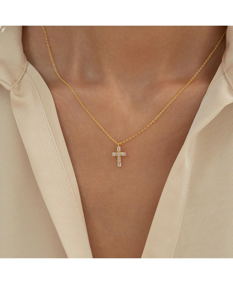 Bearfruit Jewelry 14k Gold Plated Evelina Crystal Cross Necklace Holiday Gift Guide