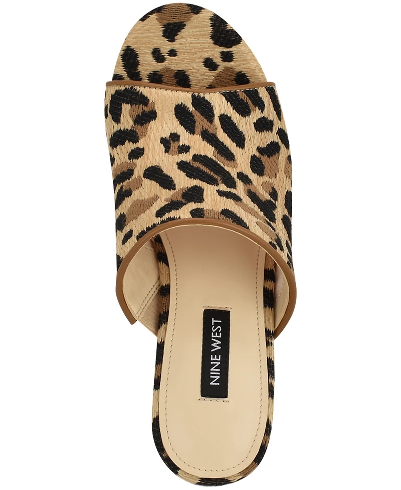 Nine West Women's Olley Slip-On Open Toe Wedge Sandals