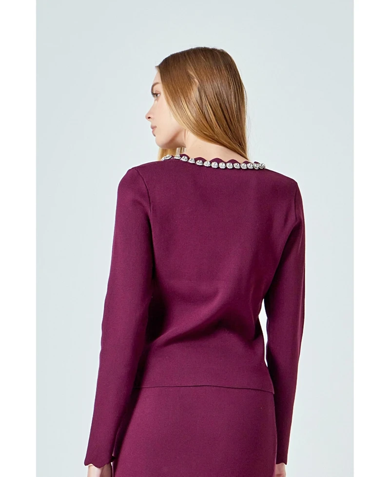 endless rose Women's Long sleeve jewel top