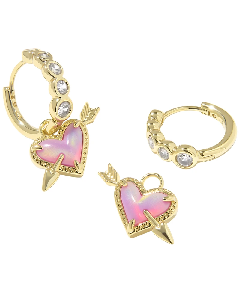 Kendra Scott Opalescent Resin and Cubic Zirconia Ari Heart Arrow Huggie Earrings