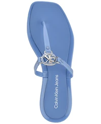 Calvin Klein Women's Ellye Logo T-Strap Flat Slip-On Sandals