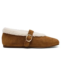 Steve Madden Women's Lodge Cozy Adjustable Strap Mary-Jane Flats
