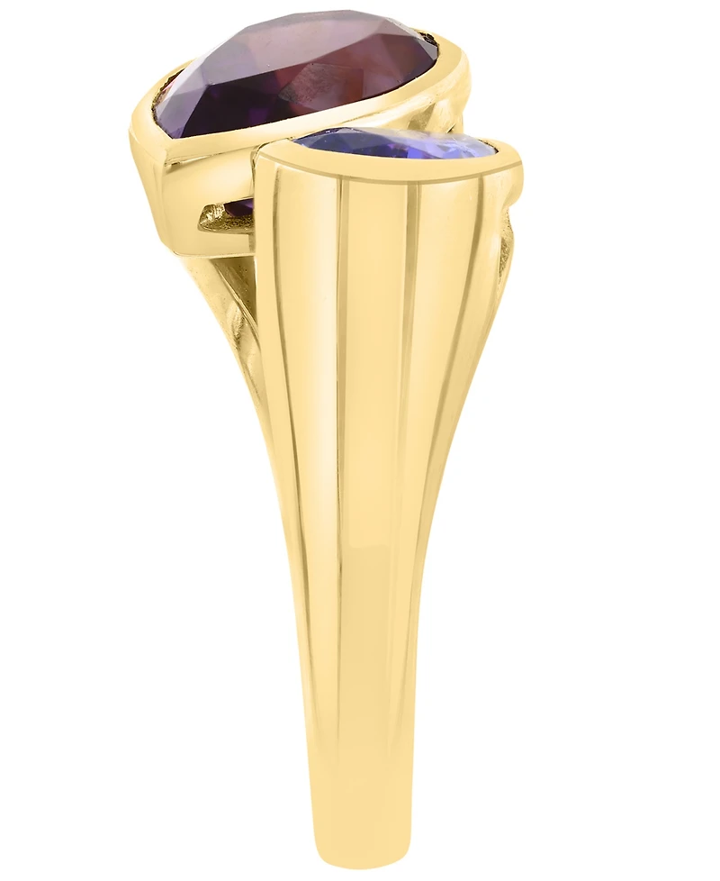 Effy Collection Amethyst (2-1/2 ct. t.w.) & Tanzanite (1-1/10 ct. t.w.) Pear Shape Ring in 14k Gold Over Silver