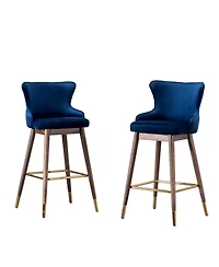 Simplie Fun Fabric Upholstered Wingback Bar Stools, Set of 2, Blue