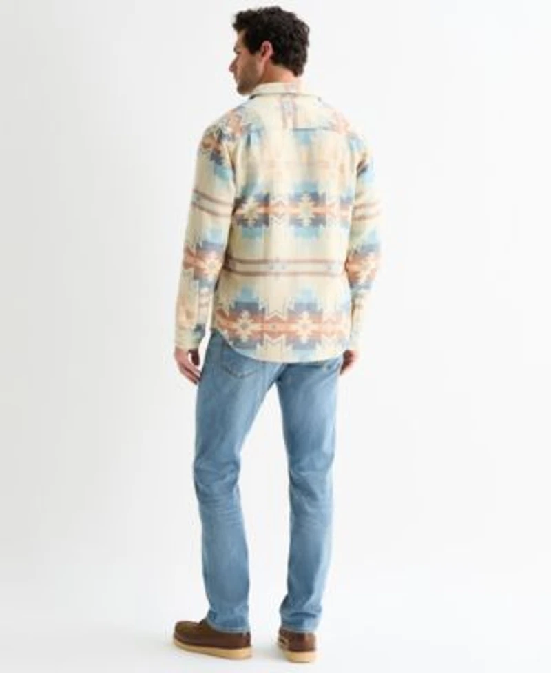 Lucky Brand Mens Jacquard Utility Shirt Henley Pullover Sweater Paired With The Fenwick 410 Athletic Straight Stretch Jean