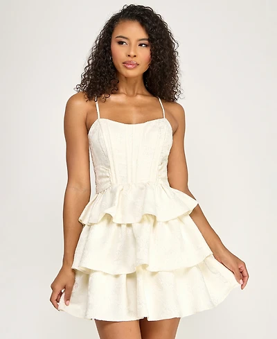 Seni & Cade Juniors' Sweetheart Neck Tier Dress