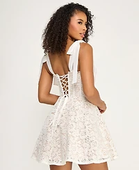 Seni & Cade Juniors' Corset Lace Tie Sweetheart Neck Dress