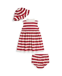 Polo Ralph Lauren Baby Girls' Striped Terry Dress, Hat and Bloomers, 3-Piece Set