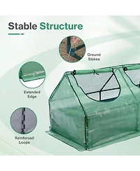 Aoodor 6x3x3 Ft Raised Garden Bed with Mini Greenhouse Cover, Pe Planter Box Kit with Windows for Herbs, Flowers and Vegetables, Green
