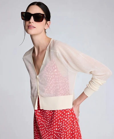 Kenneth Cole Women's Saddle-Shoulder Cropped Cardigan