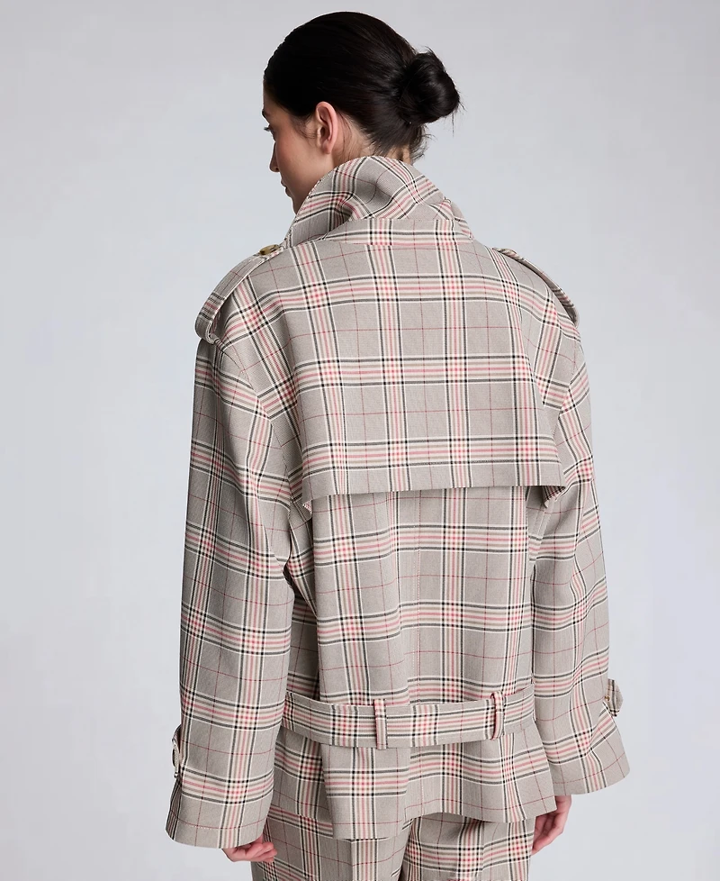 Kenneth Cole Women's Button Front Drop Wait Belted Trench Jacket