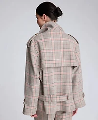 Kenneth Cole Women's Button Front Drop Wait Belted Trench Jacket