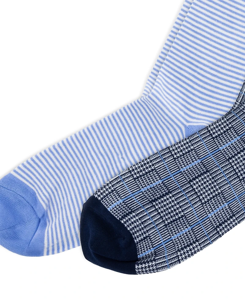 Polo Ralph Lauren Men's Hyde Park Glen Plaid and Stripe Crew Socks, 2-Pack