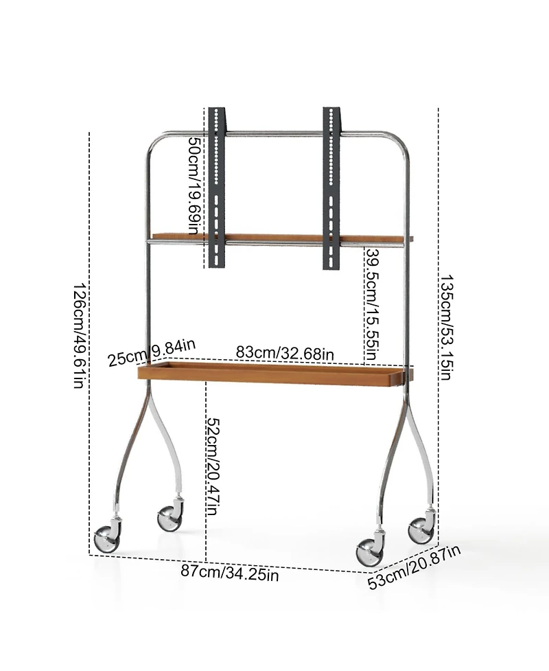 Streamdale Furniture Antique Brown Movable Tv Stand