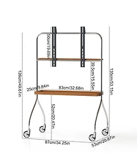 Streamdale Furniture Antique Brown Movable Tv Stand