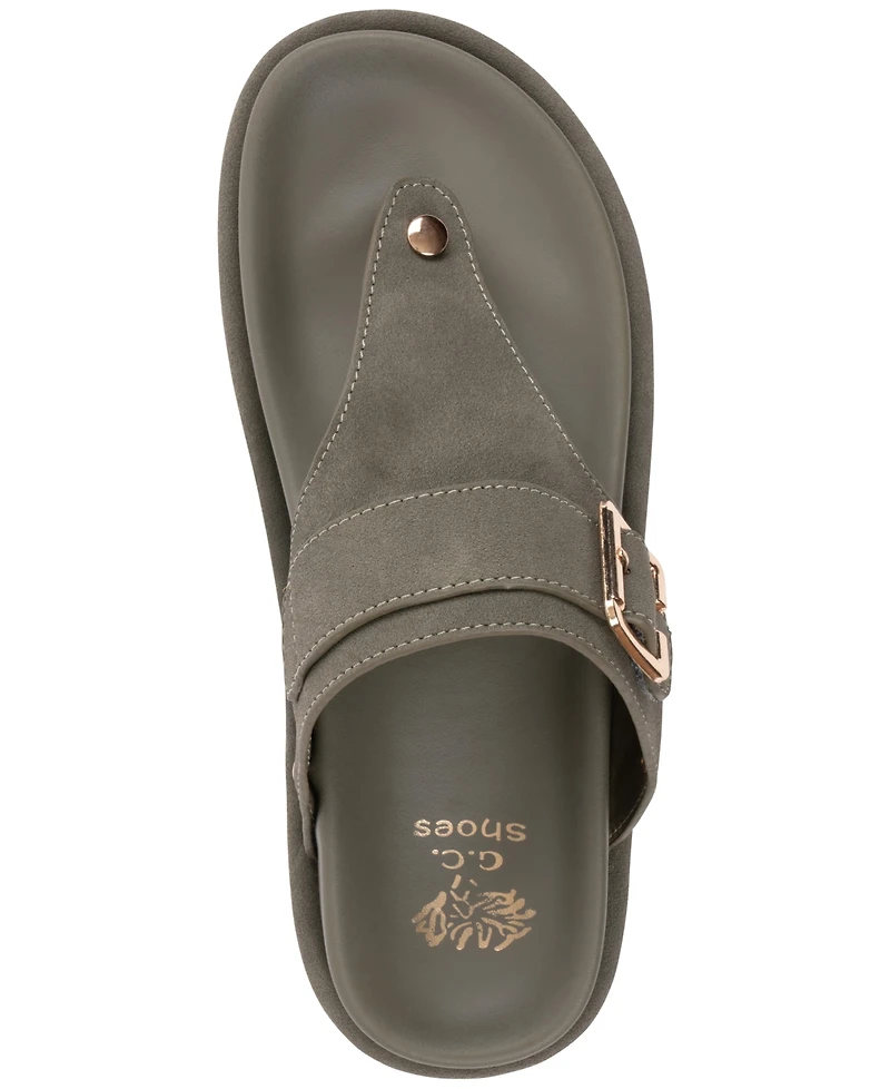 Gc Shoes Women's Buckle Detail Slip-On Flat Sandals