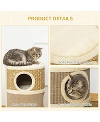 Zeus & Ruta 28 Inch 3 Tier Barrel Cat Condo with Sisal Pad