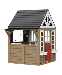Hongge Wooden Playhouse with Kitchen Set and Cedar Construction for Kids Outdoor Play
