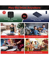 Hongge Portable Electronic Drum Set with Roll Up Pads Midi Connection and Dual Speakers