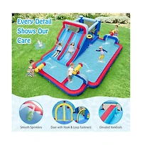Inflatable Water Park for Kids with Dual Slides Climbing Wall and Splash Pool