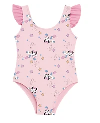 Disney Baby Girls' Minnie Short-Sleeve Cover-Up, Swimsuit and Bucket Hat, 3-Piece Set