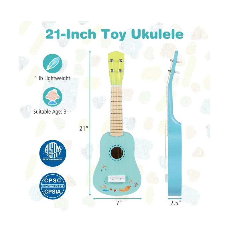 Hongge Kids Beginner Ukulele with Nylon Strings and Basswood Body for Early Music Learning