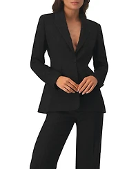 Ivonne Women's Blazer with Pockets and Floral Accessory