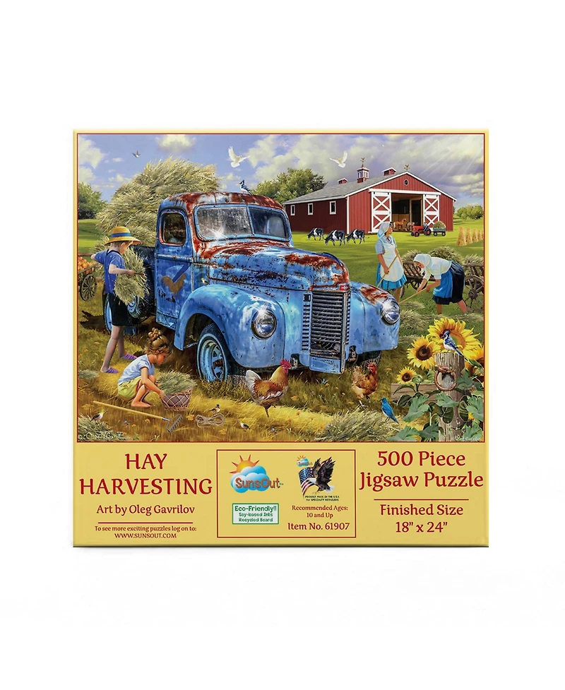SunsOut Hay Harvestng 500 piece Jigsaw Puzzle for Adults