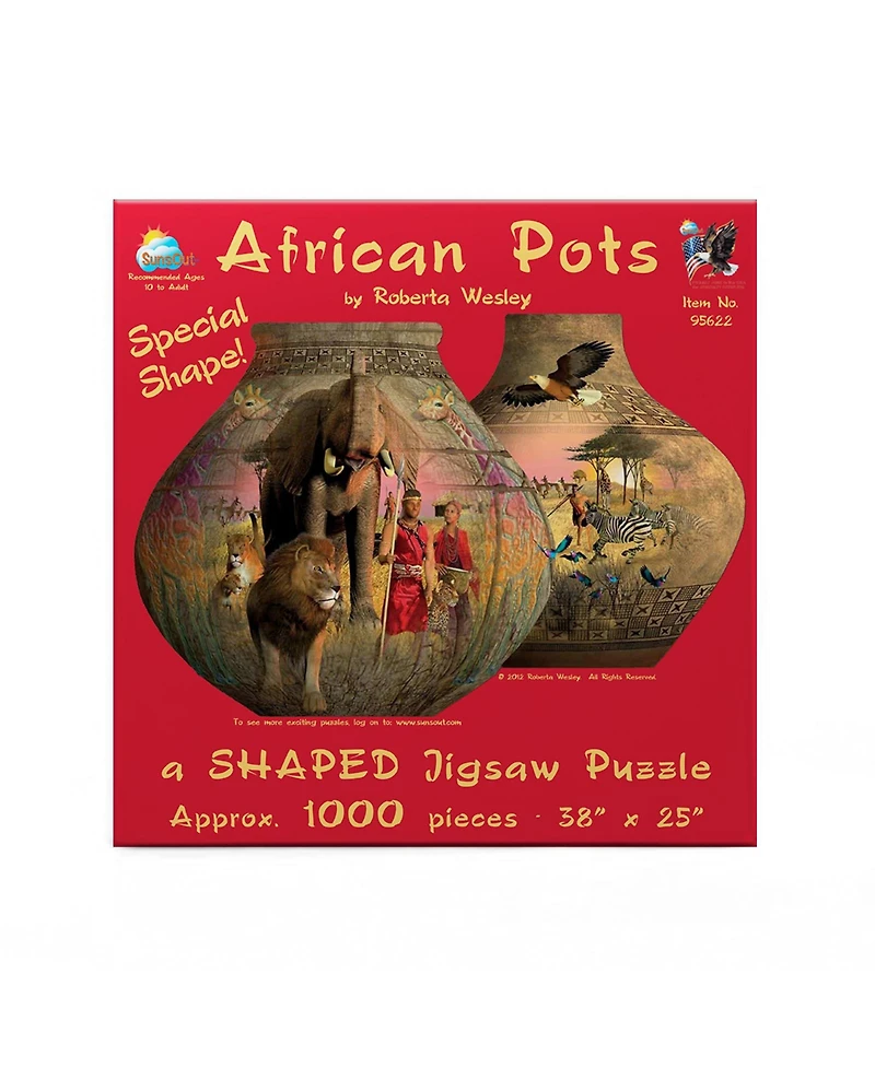 SunsOut African Pots 1000 piece Jigsaw Puzzle for Adults Special Shape