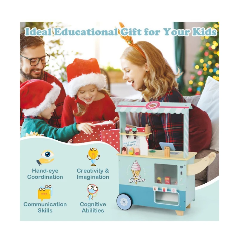 Hongge Kids Ice Cream Truck Pretend Play Set with Vending Features