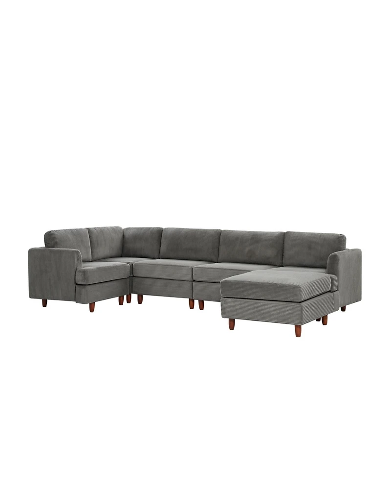 Streamdale Furniture Corduroy 6-Seater Modular Sectional Sofa