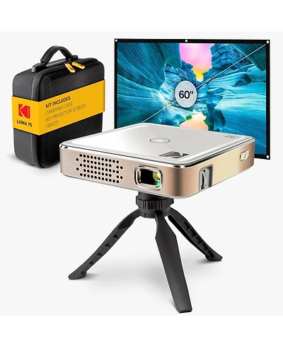 Kodak Luma 75 Ultra Mini Projector, Portable Pico Projector with 60" Screen, Tripod & Case (White)
