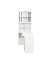 Streamdale L-Shaped Computer Desk with Drawers, Bookshelf, Hutch, White