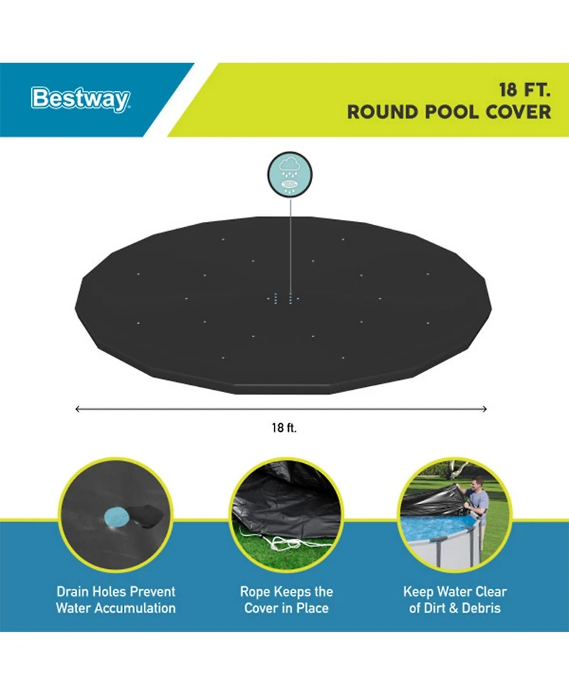 Bestway Flowclear Round 18' Pool Cover for Above Ground Frame Pools (Cover Only)