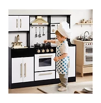 Kinder King Wooden Kids Play Kitchen, Pretend Kitchen Playset w/Sounds for Toddlers.