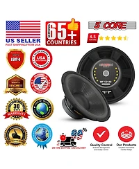 5 Core Car Subwoofer 2Pc 10" 3000W Pro Audio Deep Bass Component Sub Woofer 4Ohm Replacement Speaker