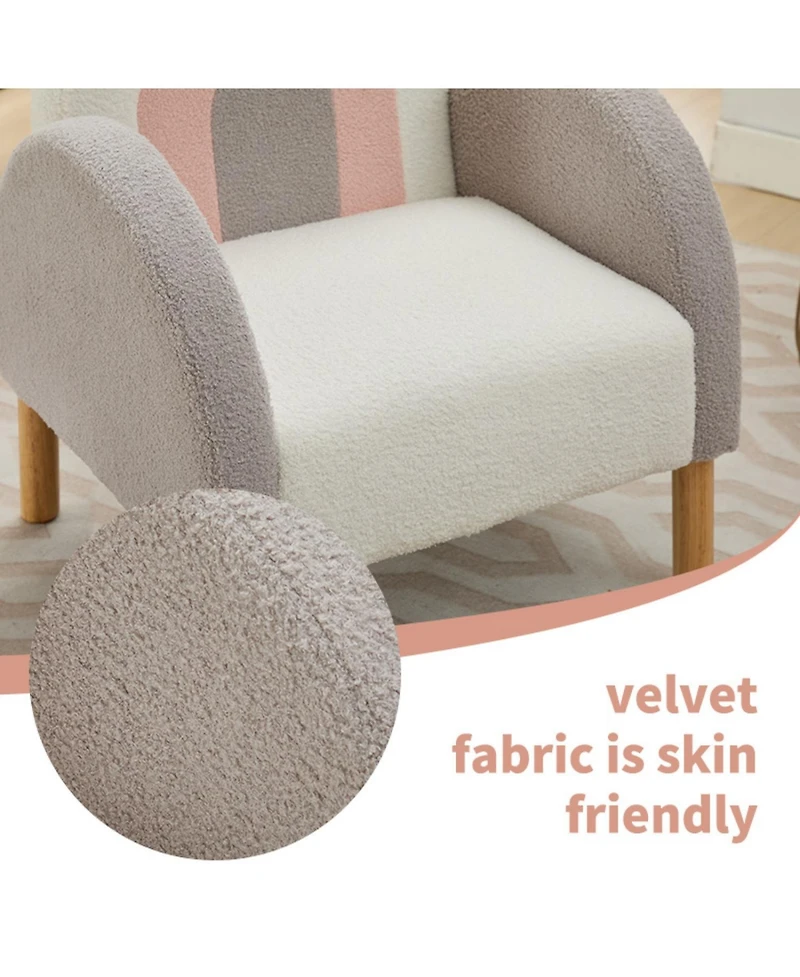 Streamdale Furniture Accent Chair Sofa, Toddler Fabric with Solid Wooden Frame,Rainbow Design