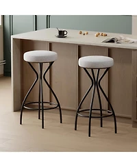 Streamdale Furniture 29" Floral Counter Stools - Black & White (Set of 2)