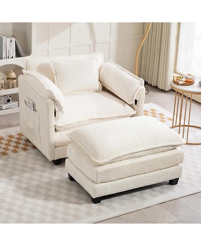 Streamdale Furniture Oversized Boucle Sofa Bed with Ottoman