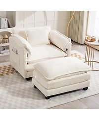 Streamdale Furniture Oversized Boucle Sofa Bed with Ottoman