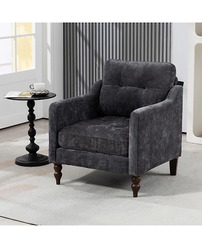 Streamdale Furniture Accent Chenille Chair w/ Usb Ergonomic Back Storage