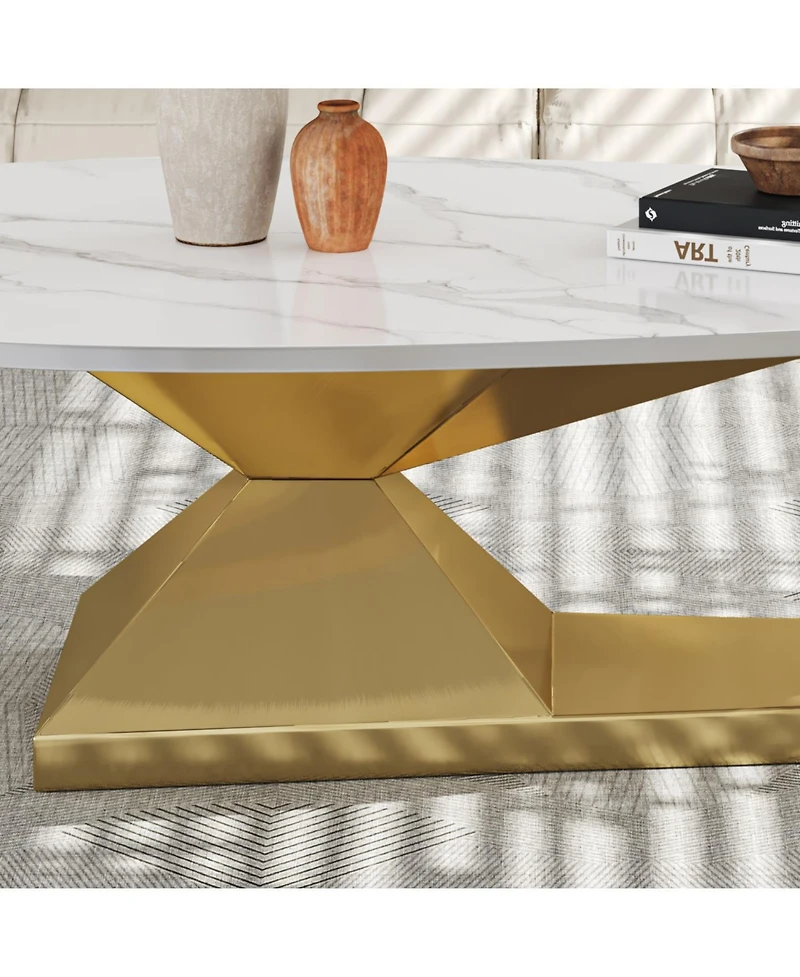 Streamdale Furniture Sintered Stone Coffee Table with Stainless Steel Base